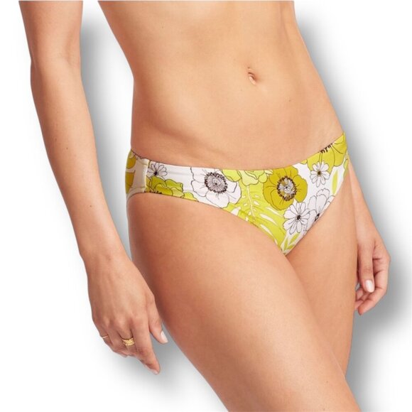Seafolly US 6 Summer of Love Hipster Bikini Bottom Yellow Floral Swim Wild Lime - Picture 2 of 10